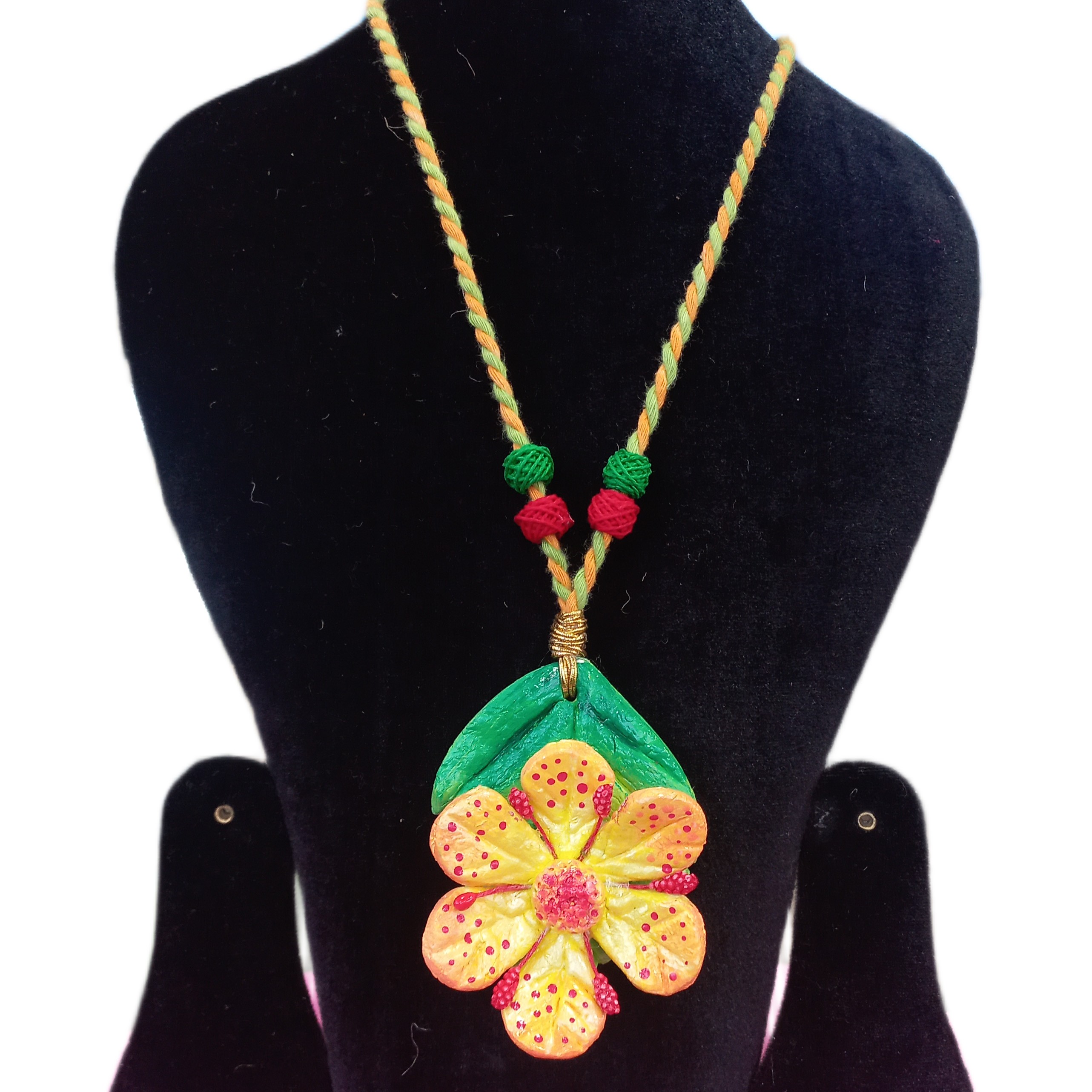 Handmade Clay Flower Pendant Necklace