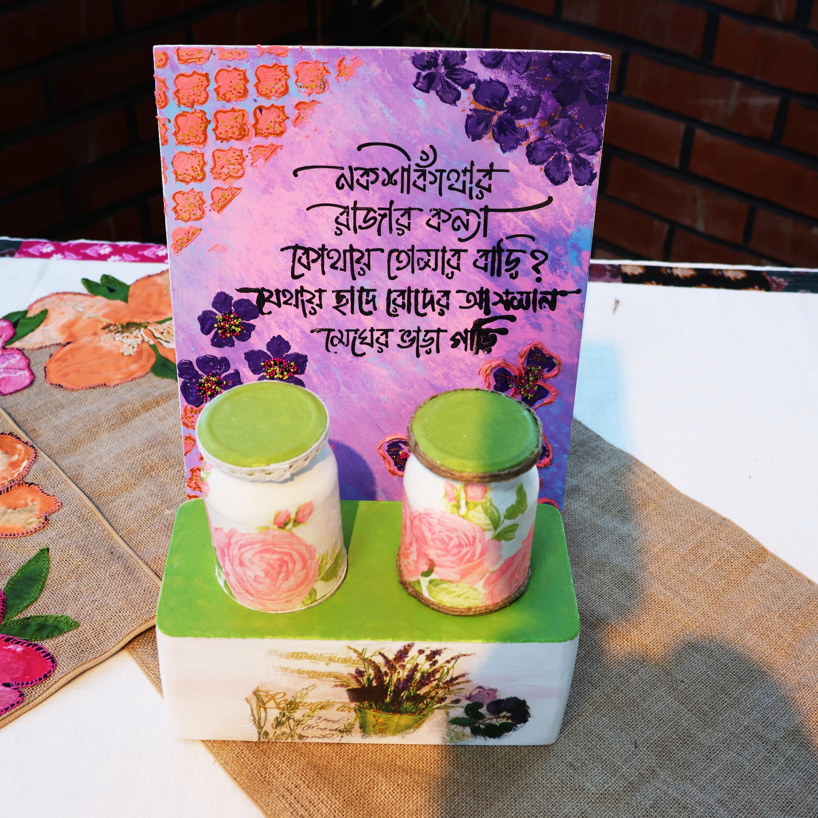 “Desi Verse” Handcrafted Desk Organizer with Jar Holders