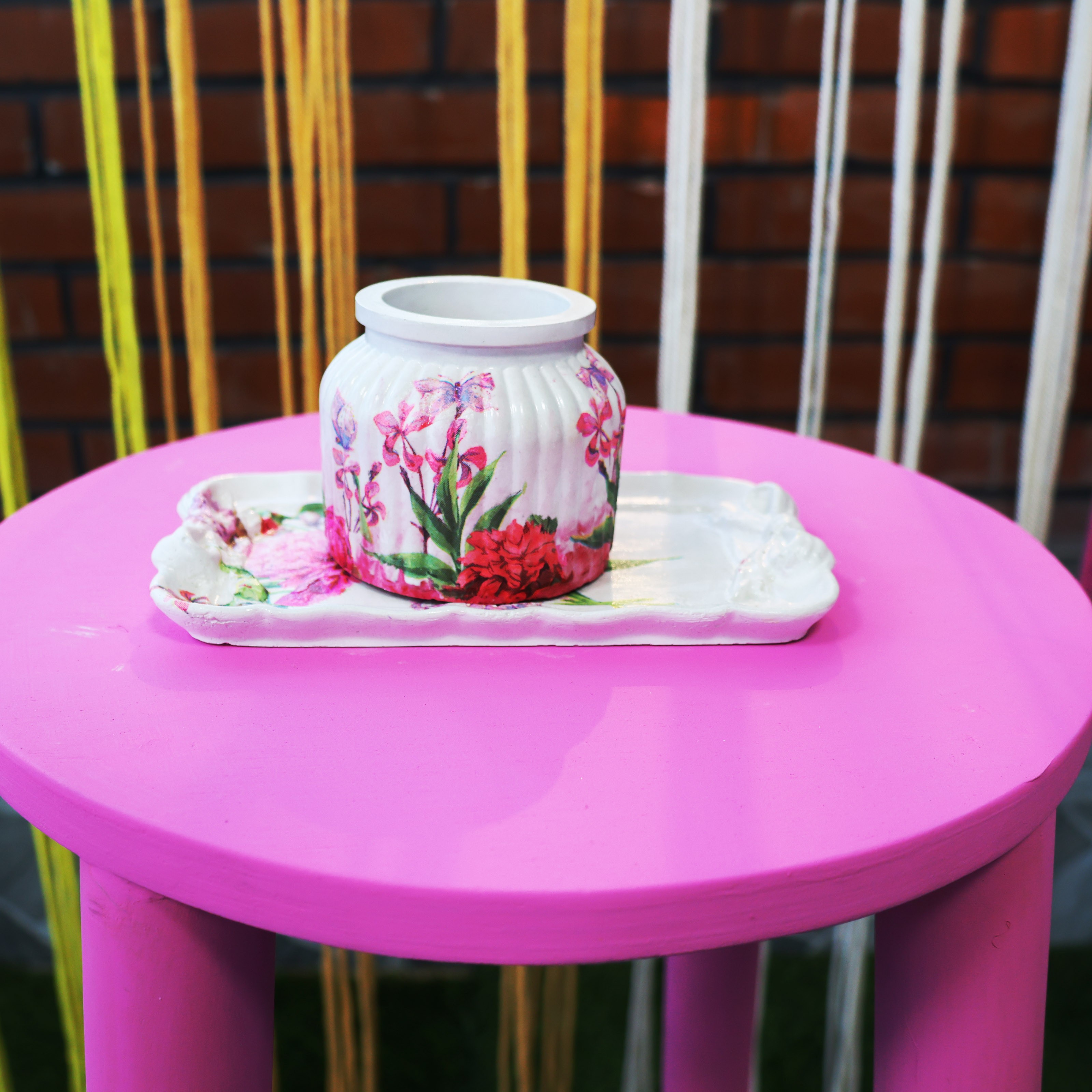 “Floral Elegance” Ceramic Jar Organizer without the Tray