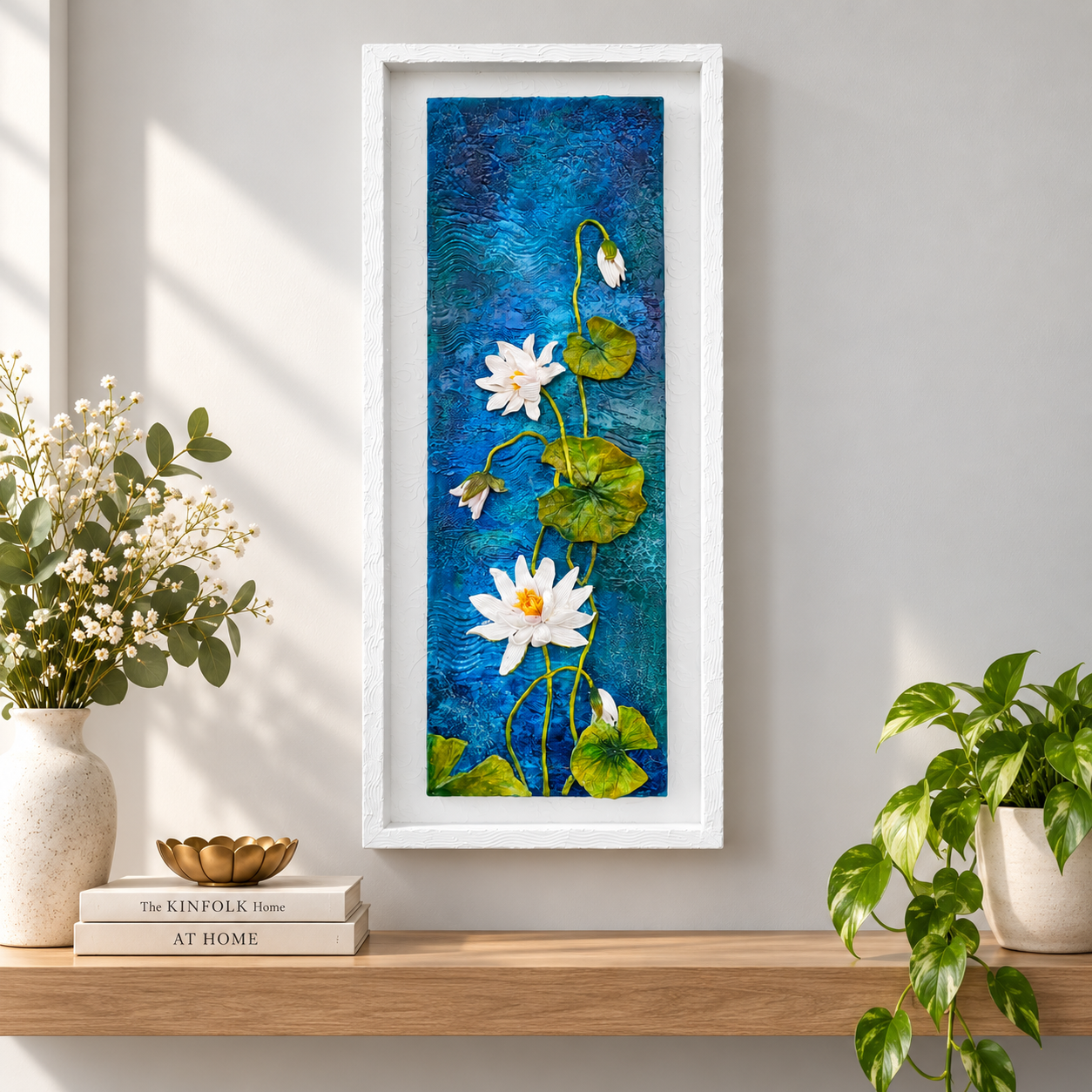 Serene Lotus Pond 3D Textured Wall Art