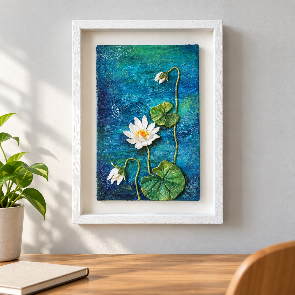 Tranquil Water Lily 3D Framed Wall Art